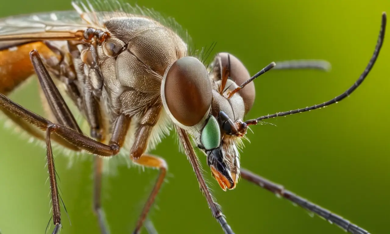 Detalle realista de un mosquito en primer plano