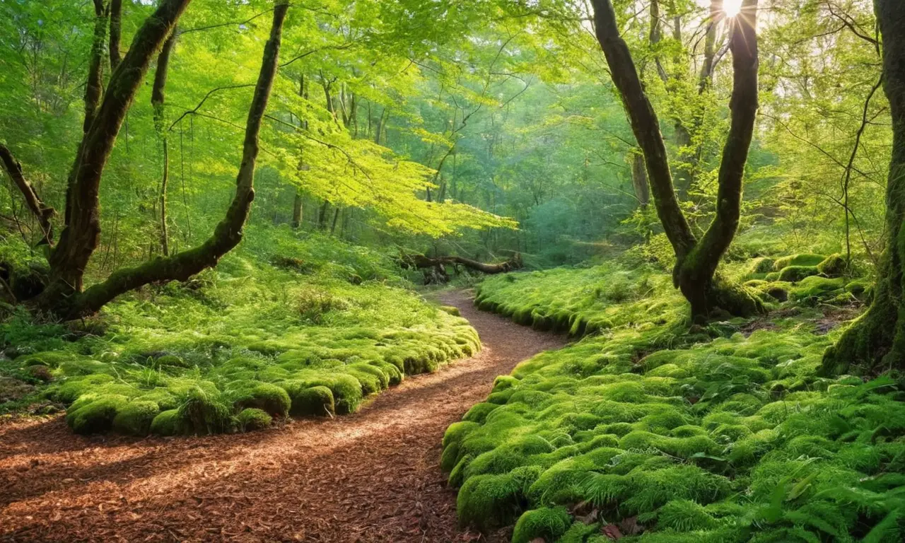 Bosque vibrante con luz, vida y armonía