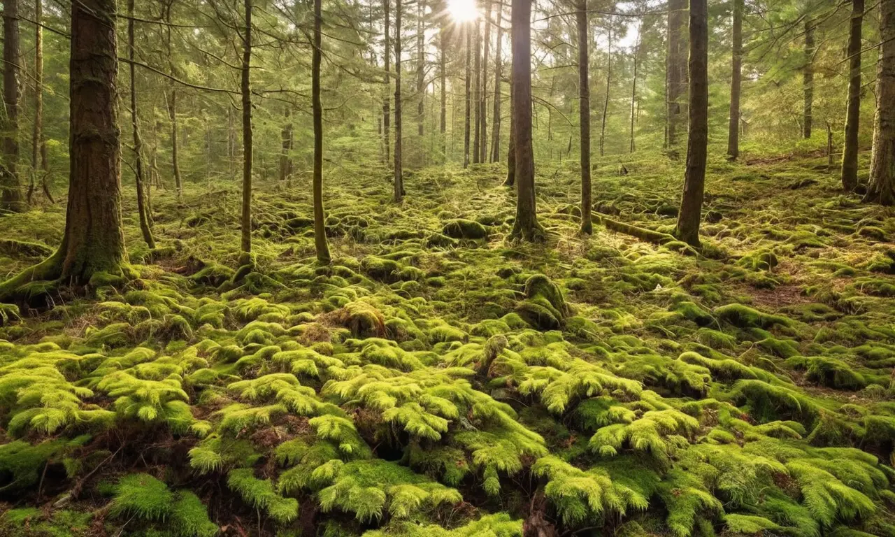 Bosque denso y sereno con vida silvestre