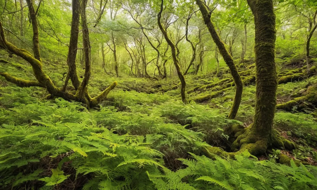Bosque vibrante con fauna y flora armoniosa