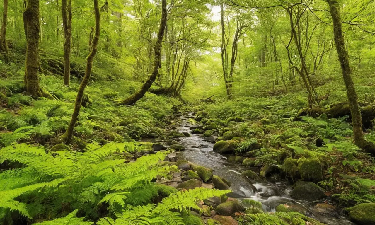 Bosque vibrante lleno de vida y naturaleza