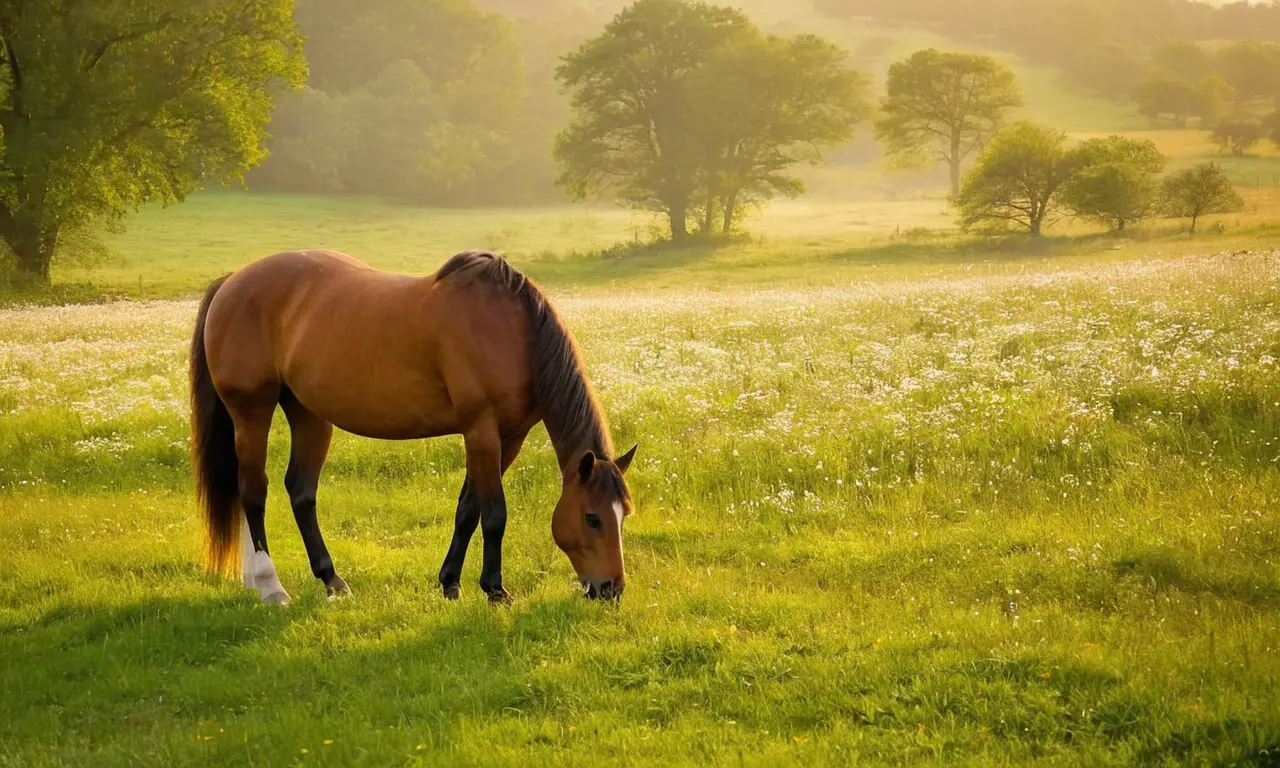 Caballos Comtois en paz en un prado
