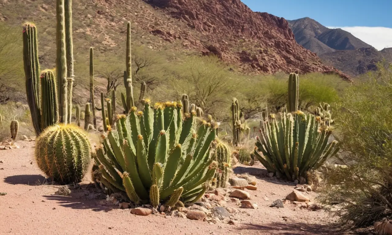 Desierto vibrante lleno de diversas cactáceas