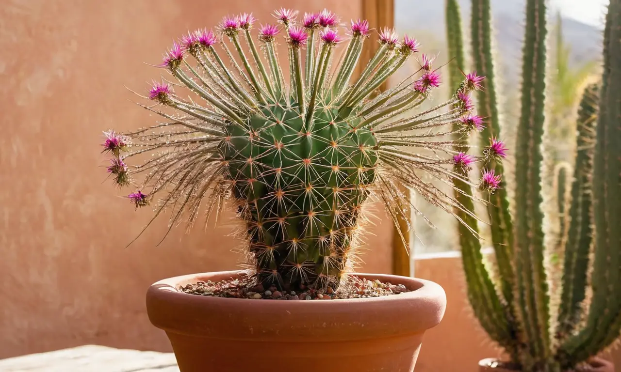 Cactus en maceta, luz suave y armonía