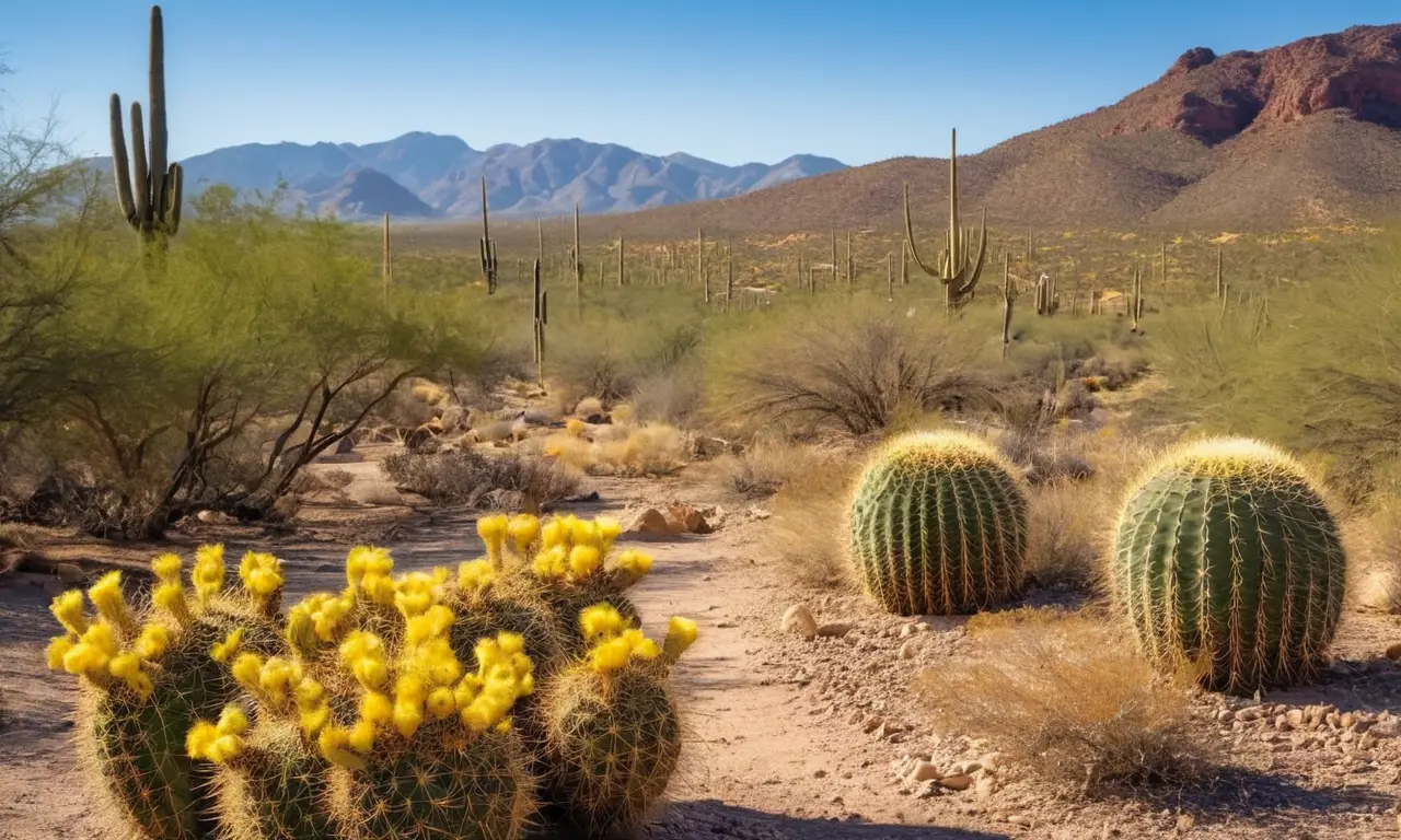 Paisaje desértico vibrante con cactus diversos