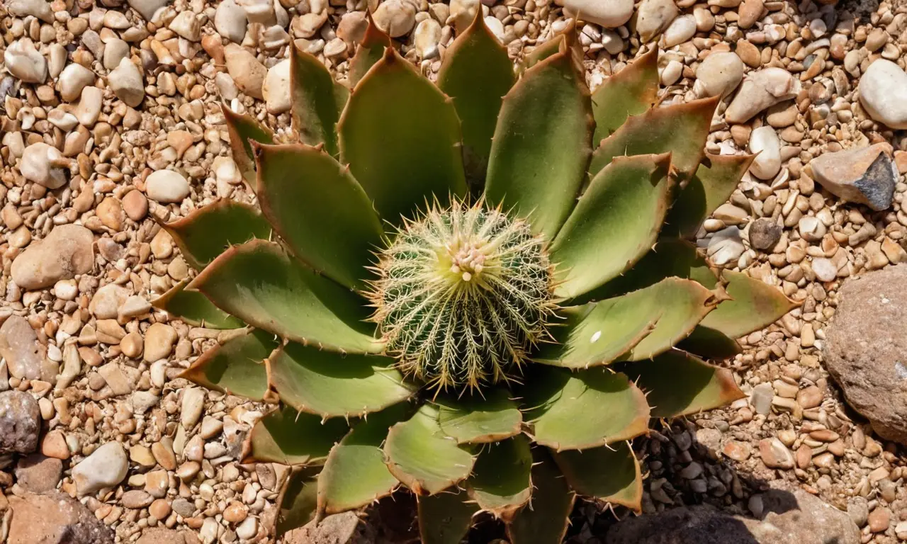 Cactus estresado con sombras y esperanza