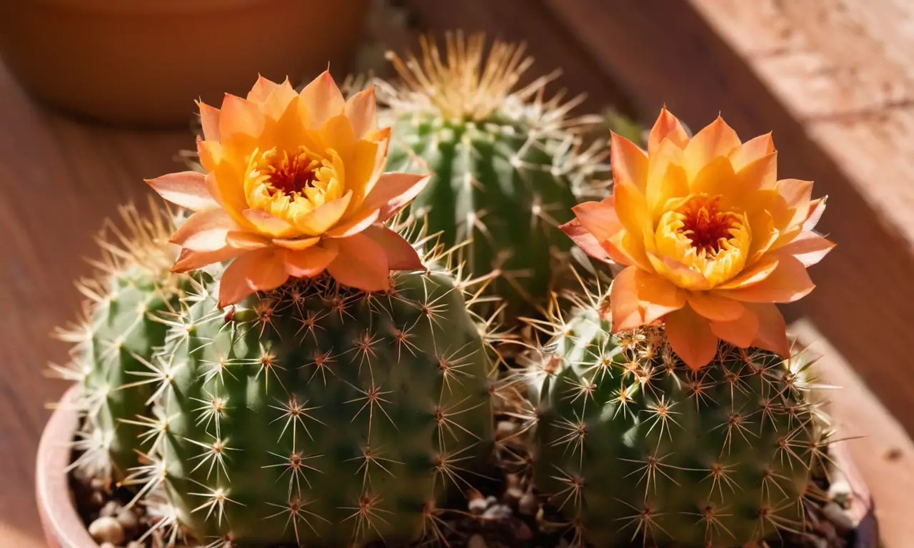 Cactus y canela brillan en luz suave