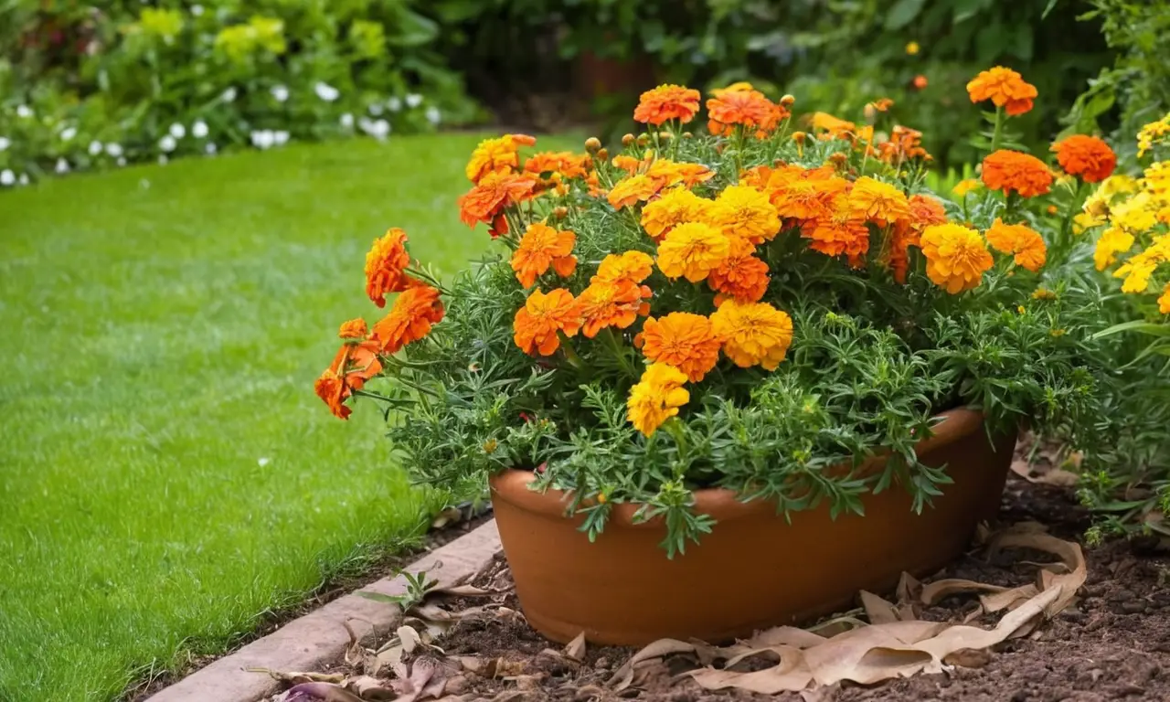 Jardín sereno con flores vibrantes y naturaleza