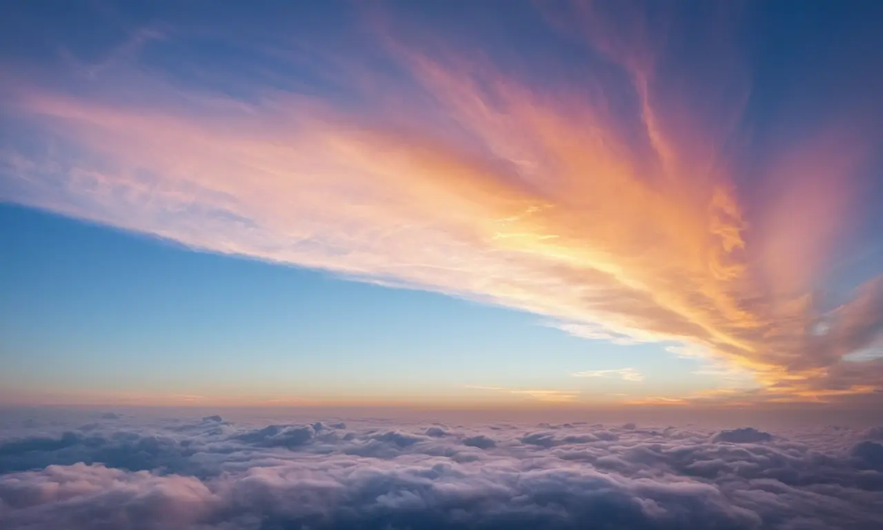 Cielo vibrante y expansivo al atardecer