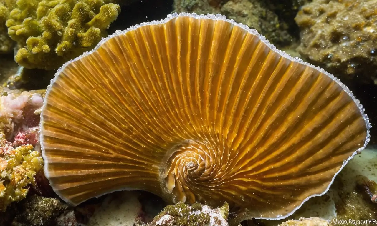 Conchas brillantes en un entorno marino sereno