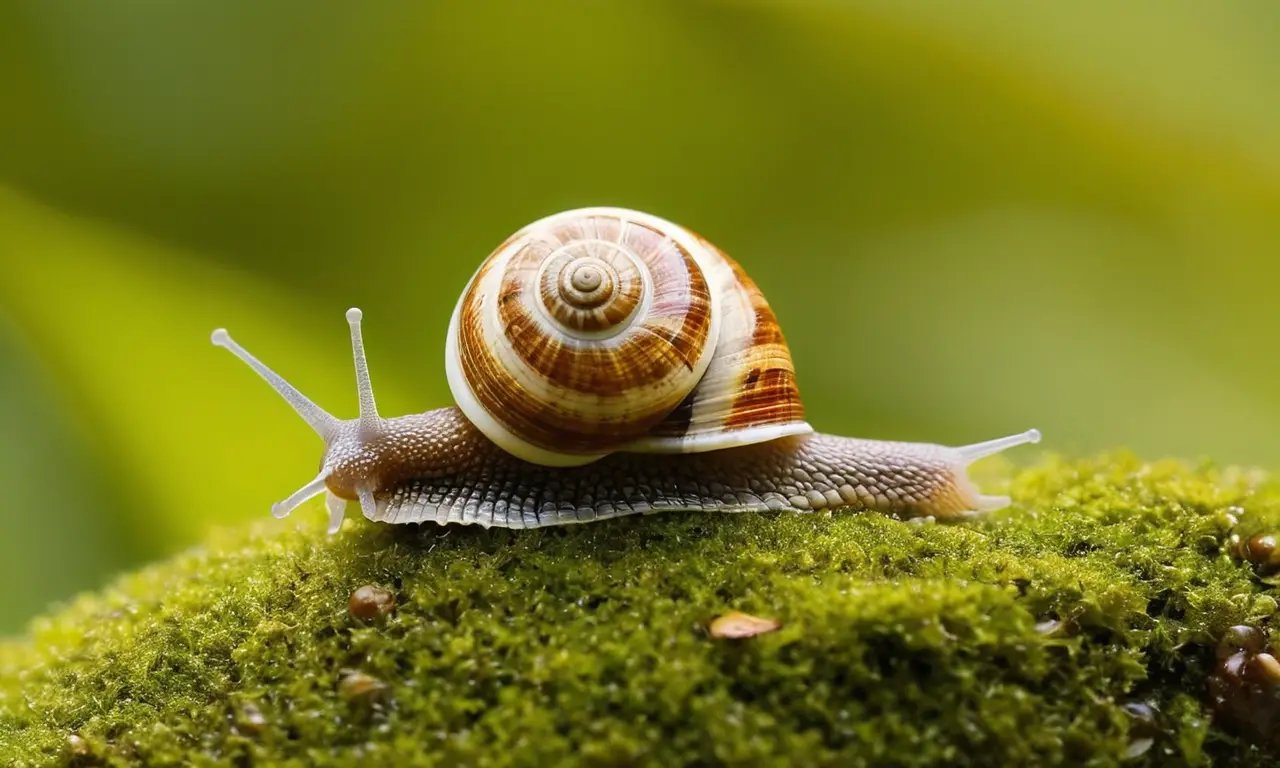 Caracol detallado en un entorno vibrante