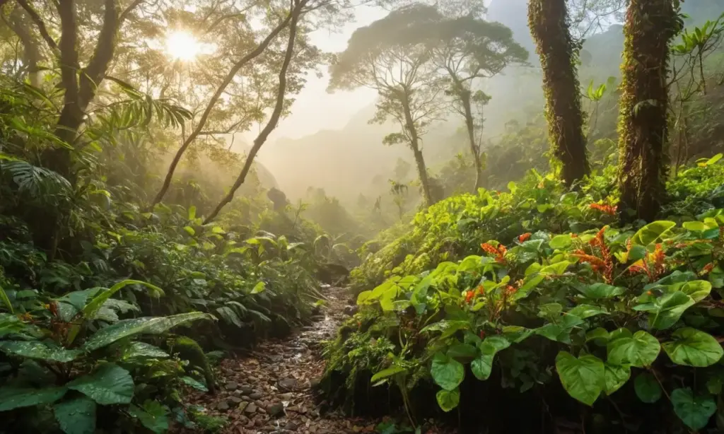 Selva tropical vibrante y rica en biodiversidad