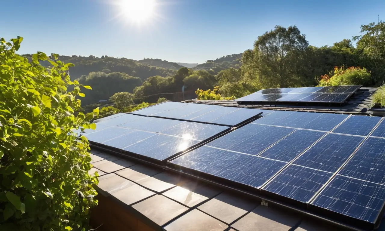 Paneles solares brillantes en un entorno natural