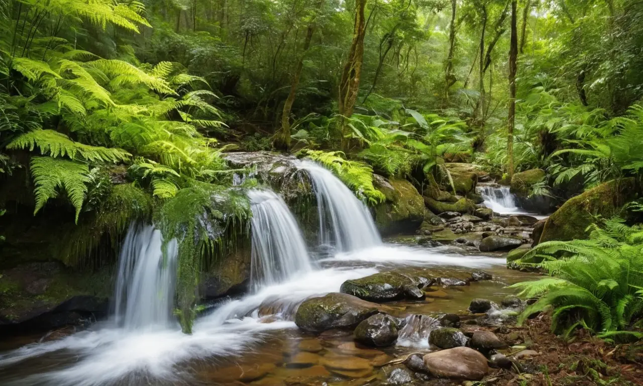 Naturaleza armoniosa con agua y vegetación