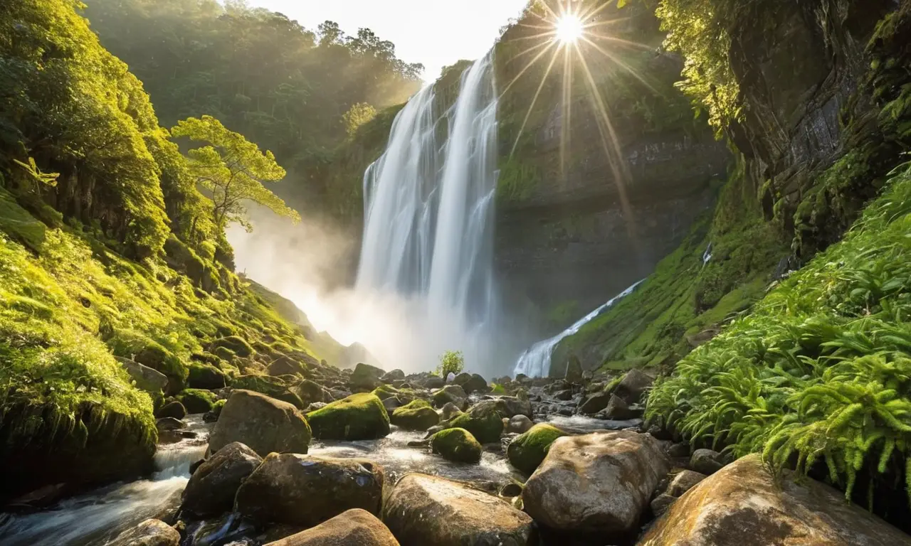 Cascada impresionante entre rocas y vegetación