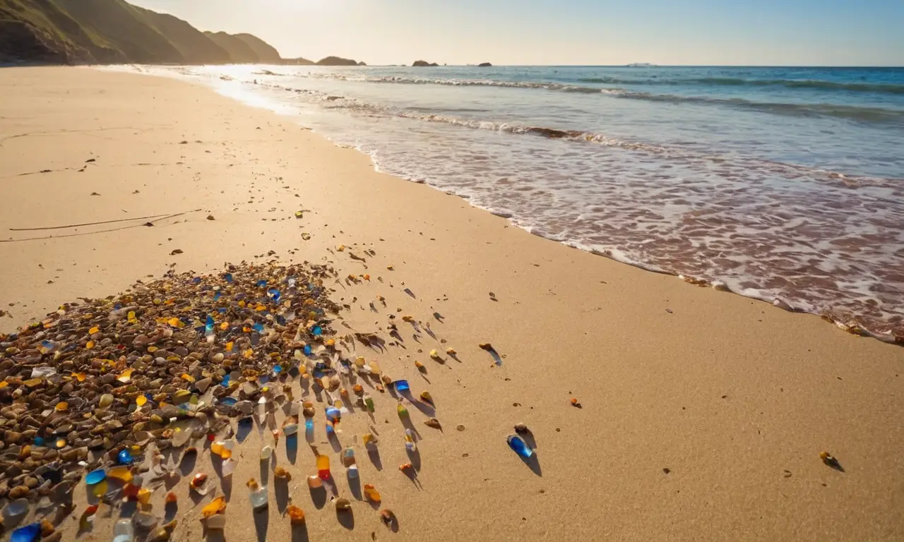 Playa contaminada entre belleza natural y desechos