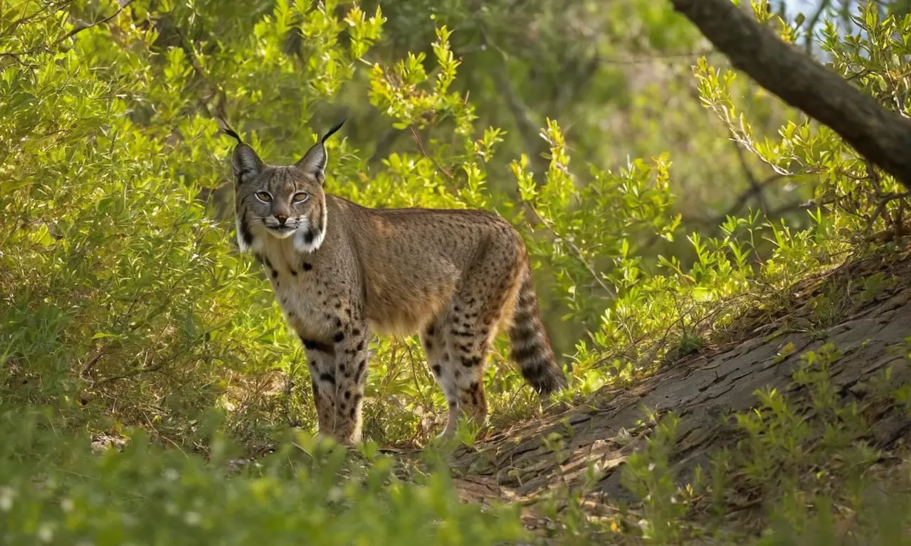 Lynx camuflado en un bosque mediterráneo