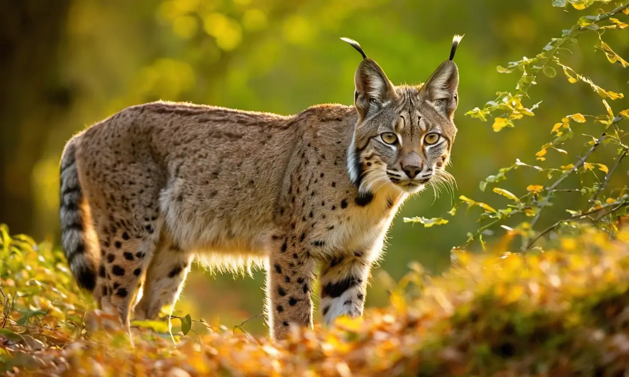 Lynx ibérico en vibrante bosque mediterráneo