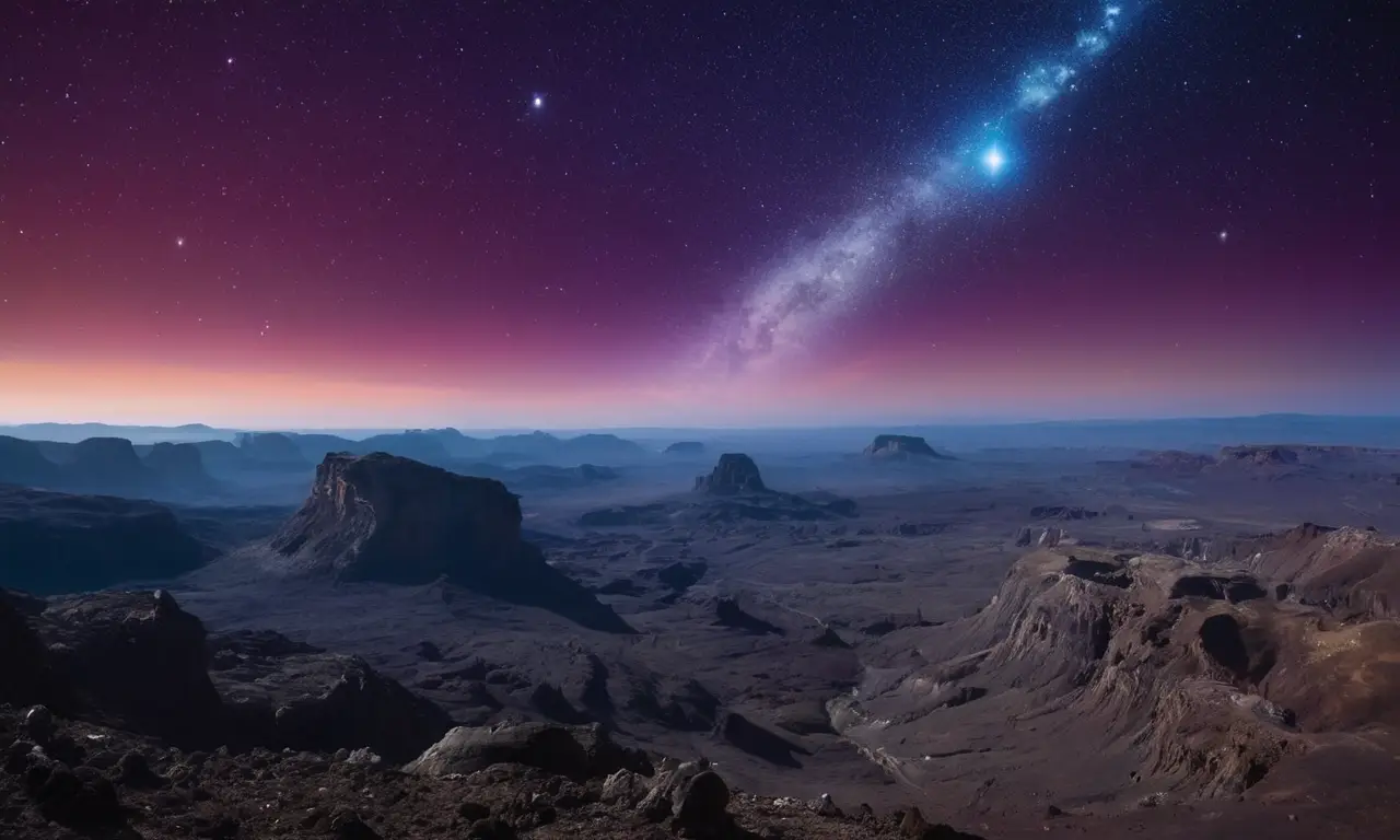 Cielo estrellado con planetas y cometas brillantes