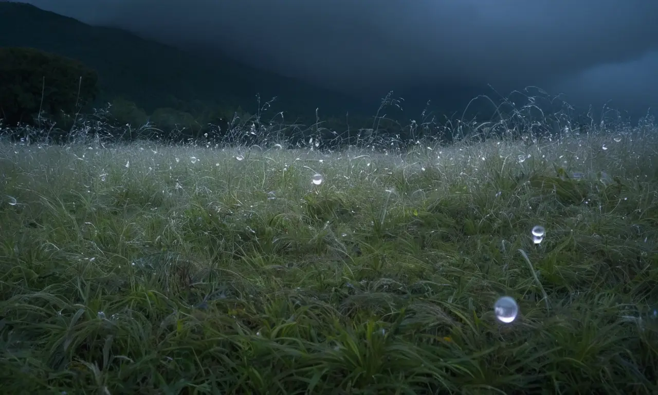 Tormenta mágica con relámpagos y orbes brillantes