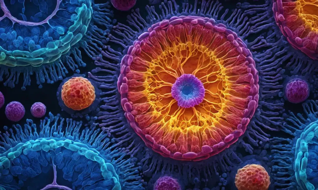 Celular con centrosoma y organelas detalladas