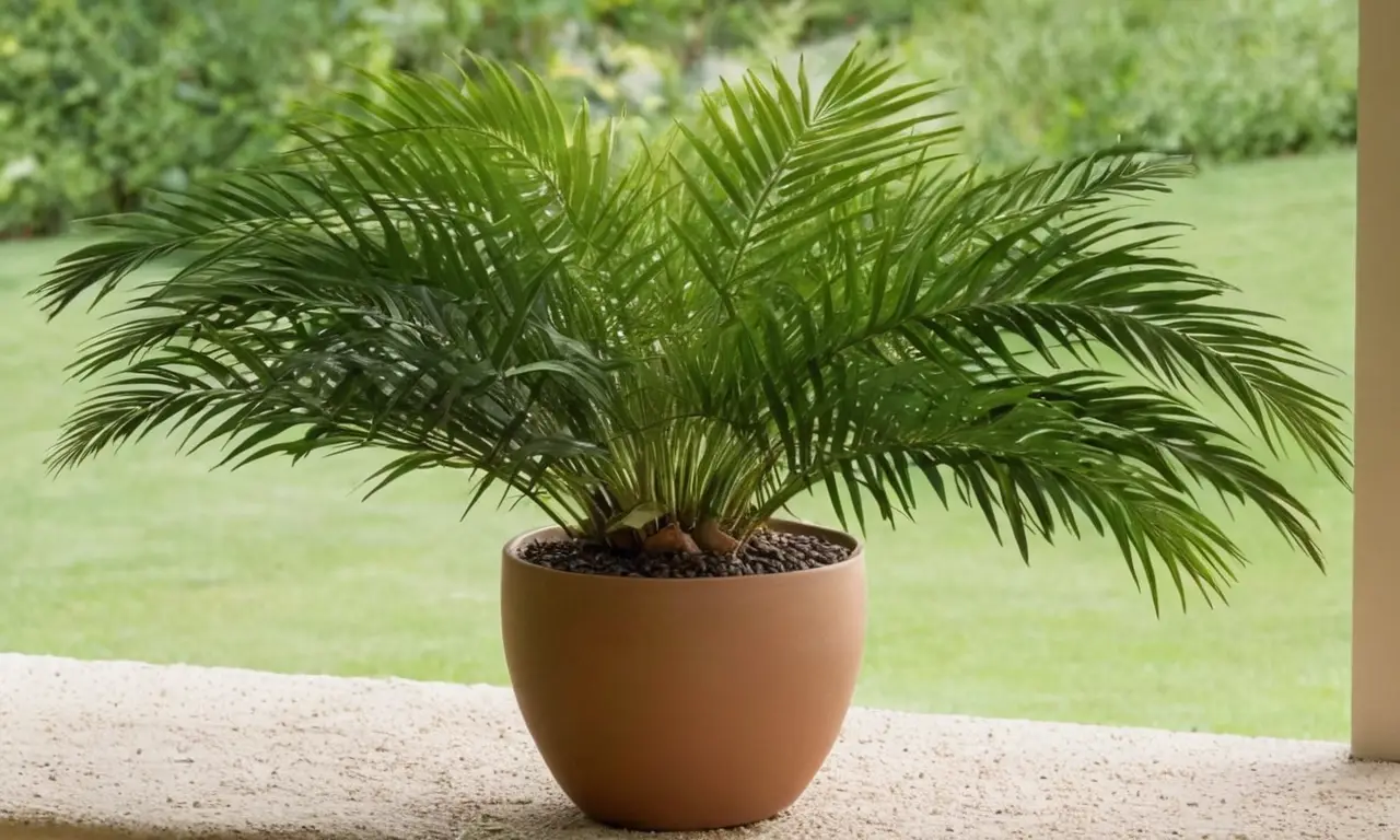 Planta Chamaedorea resplandeciente en ambiente cálido