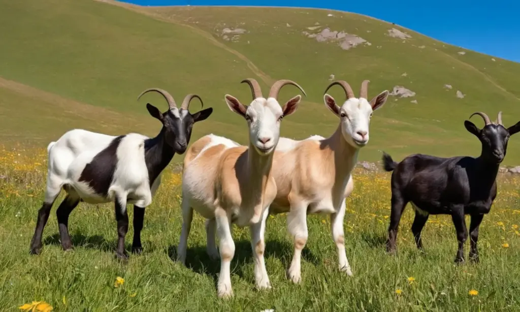 Hectárea de cabras en un hermoso paisaje