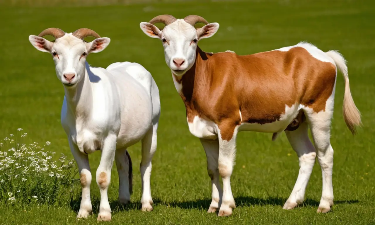 Cabras Boer fuertes en un prado soleado