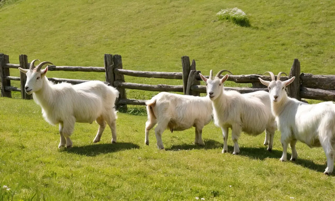 Escena pastoral con cabras y luz solar