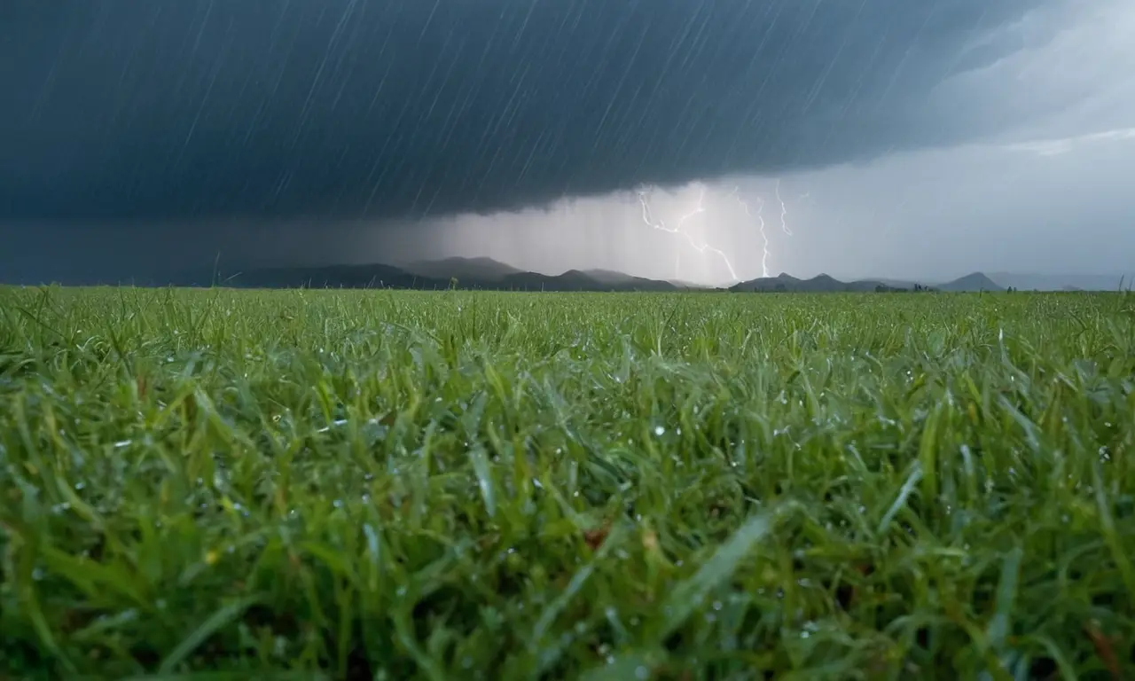 Tormenta oscura con lluvia y relámpagos