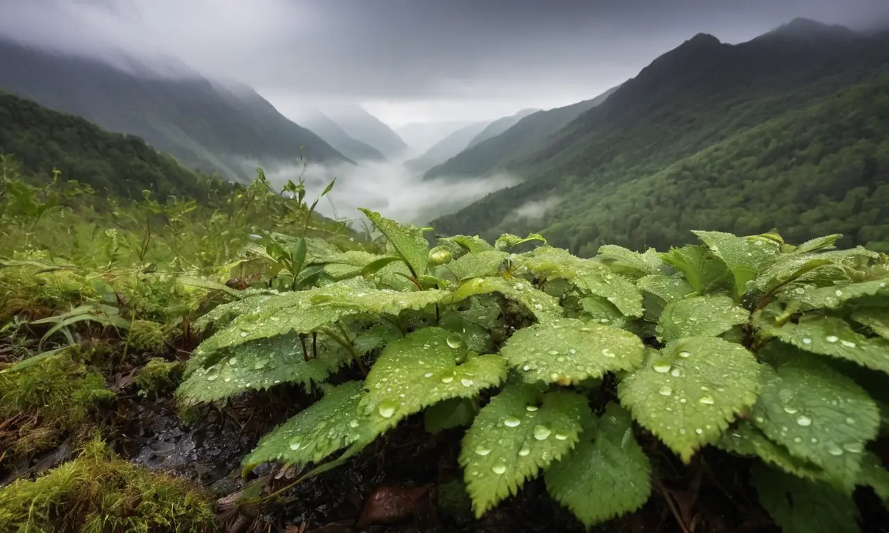 Nubes oscuras y lluvia crean un paisaje dramático