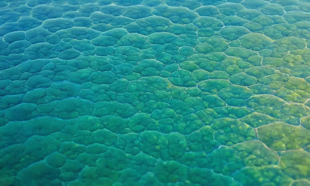 Colonias de cianobacterias vibrantes en movimiento