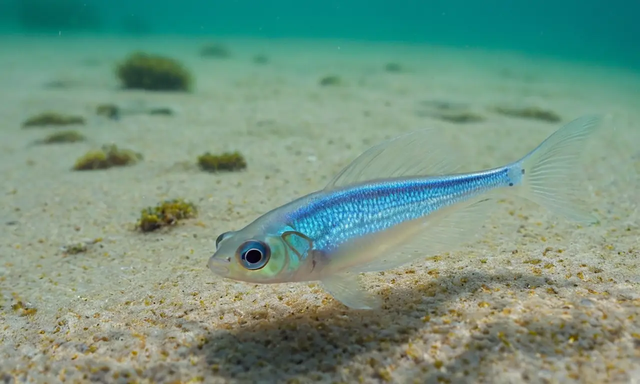 Escena marina vibrante con peces larvarios