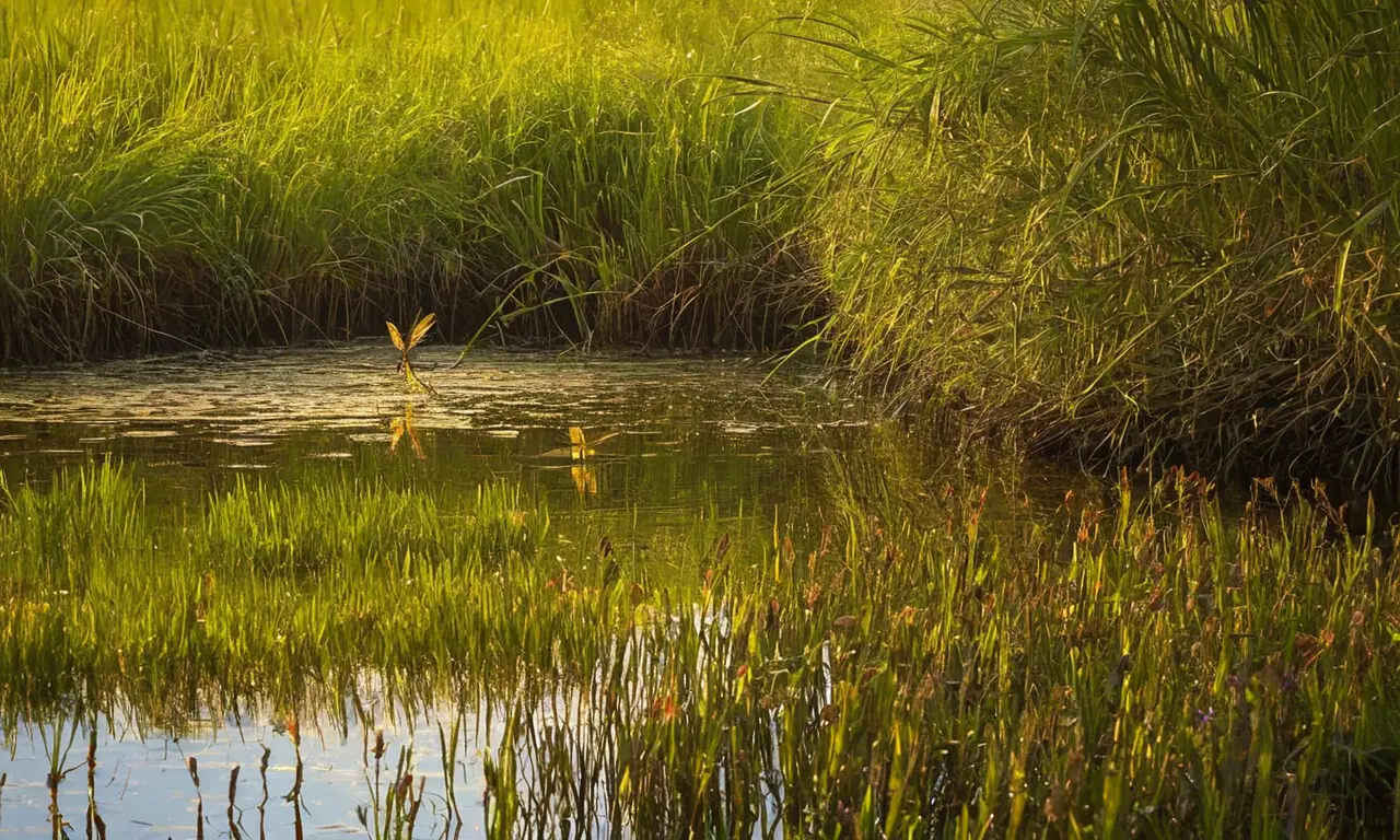 Naturaleza vibrante y tranquila a orillas del agua