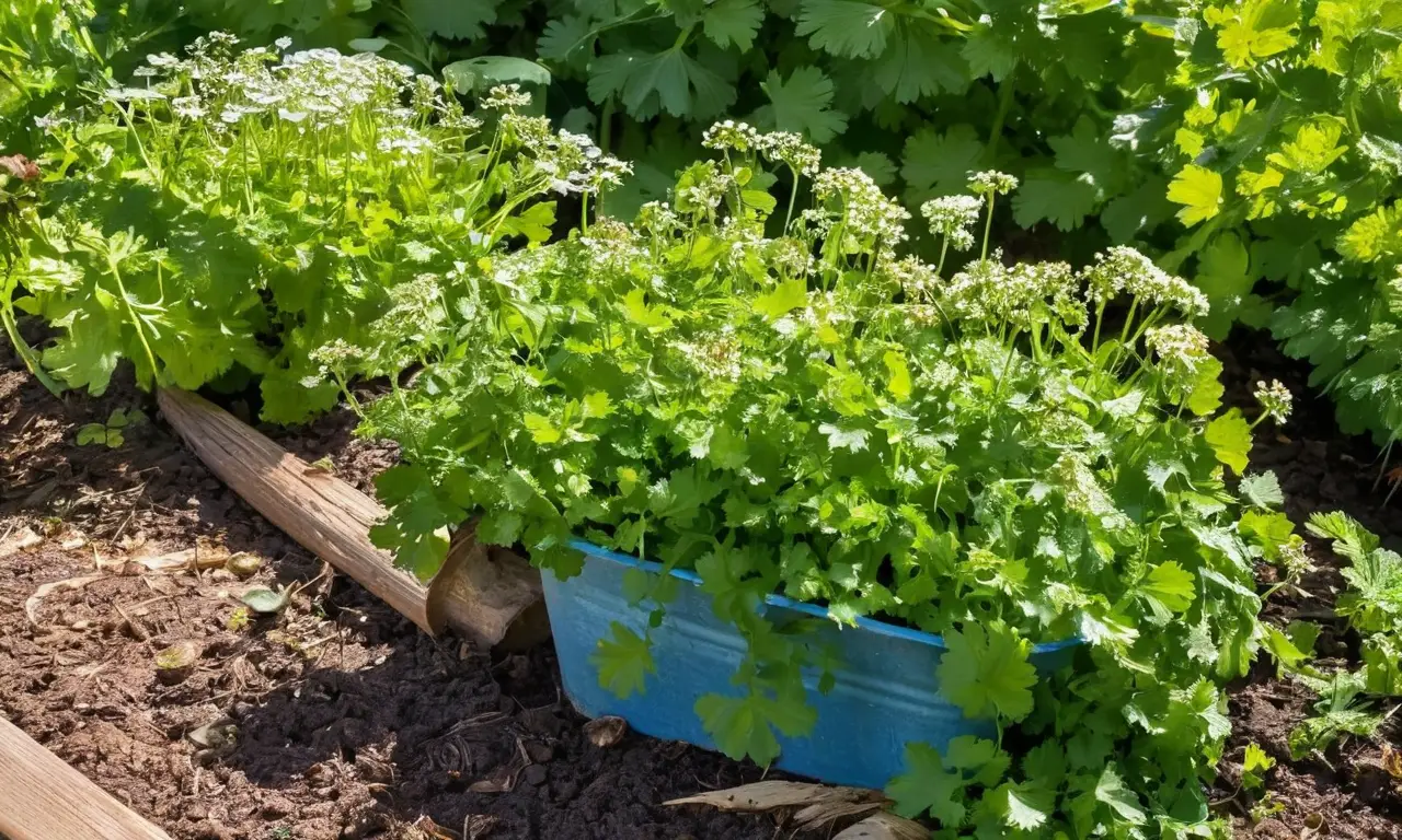 Cilantro vibrante bajo luz suave y natural