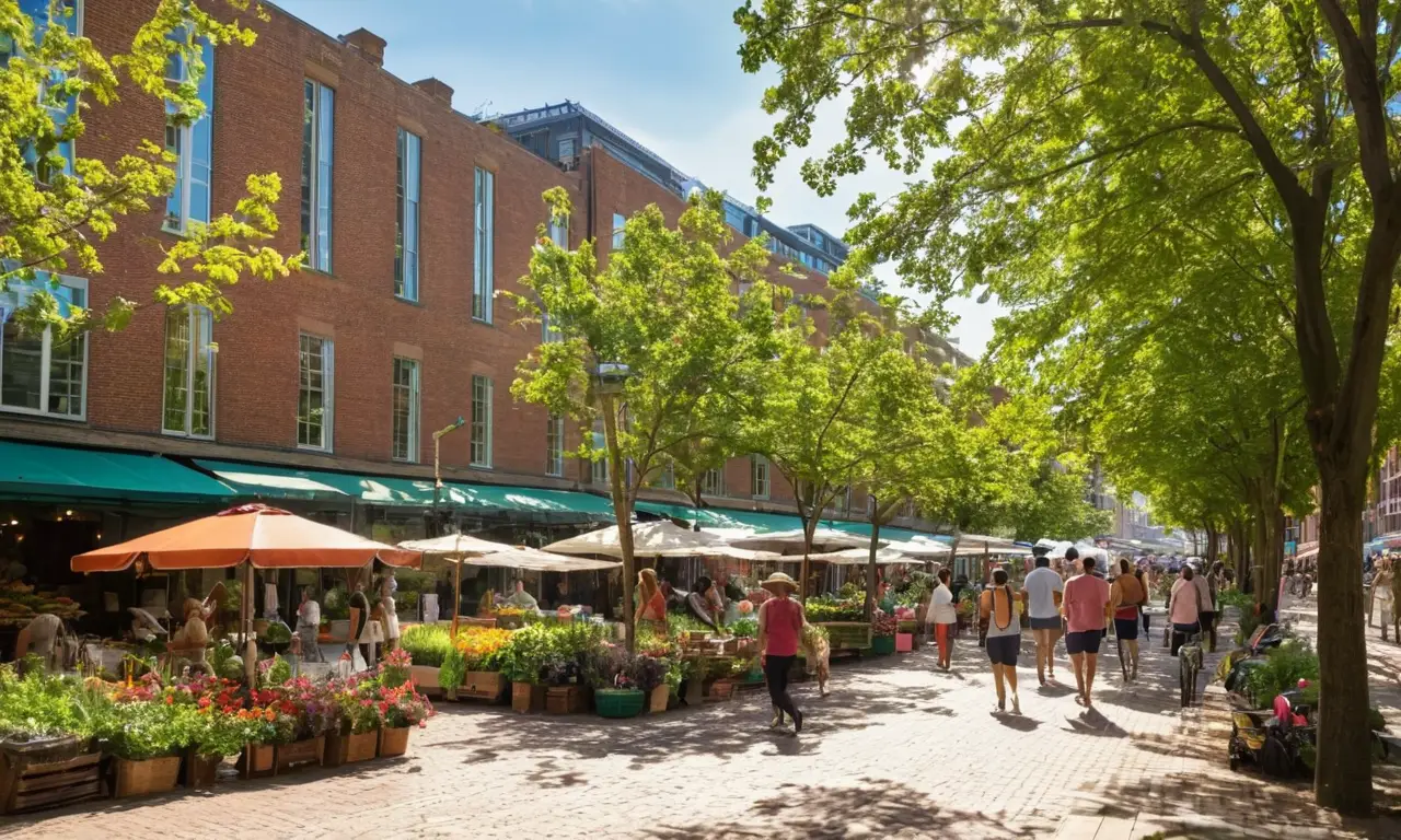 Entorno urbano sostenible y vibrante con naturaleza