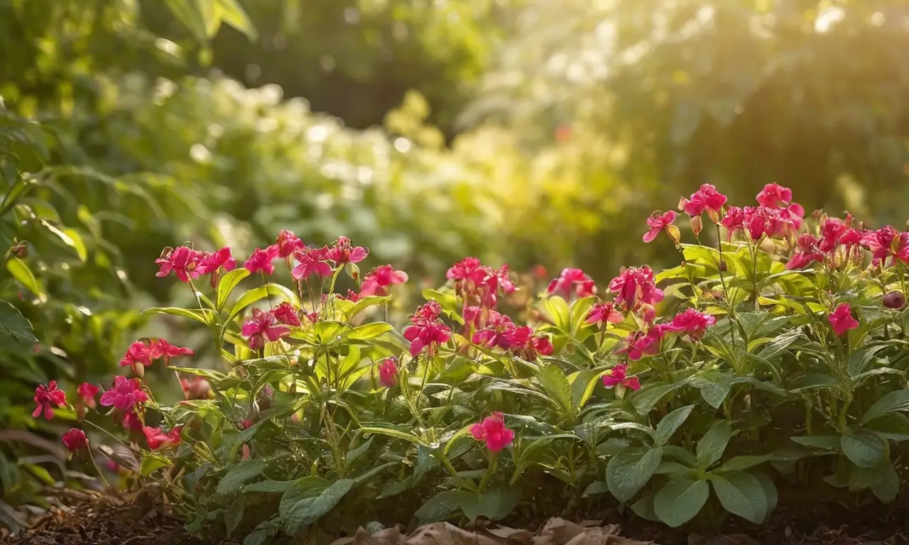 Flores vibrantes en un jardín sereno