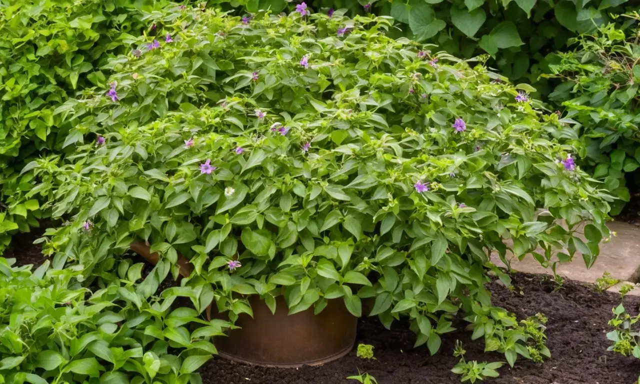 Jardín vibrante con clematis y cuidado constante