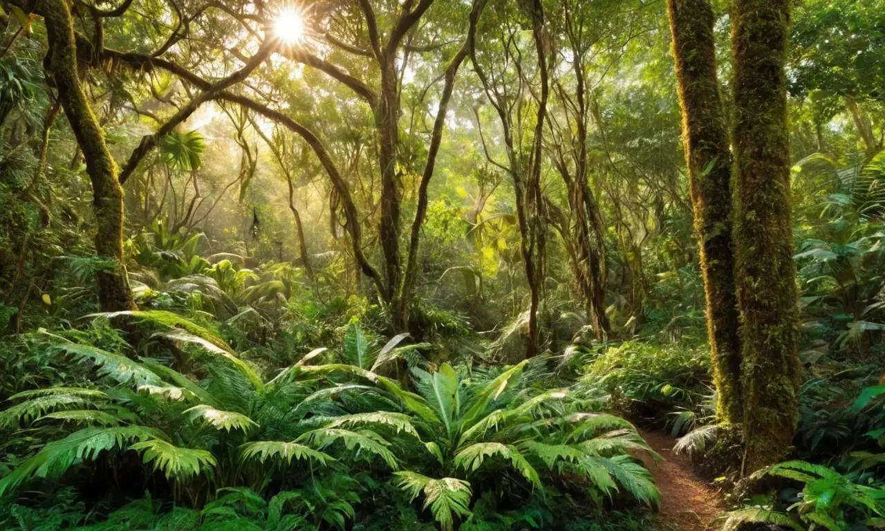 Selva tropical vibrante y rica en colores