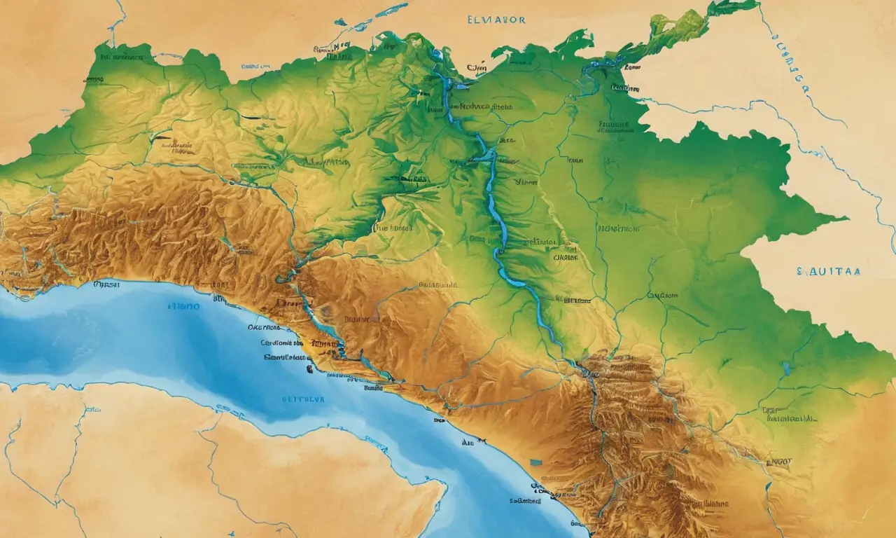 Mapa de Ecuador con zonas climáticas variadas