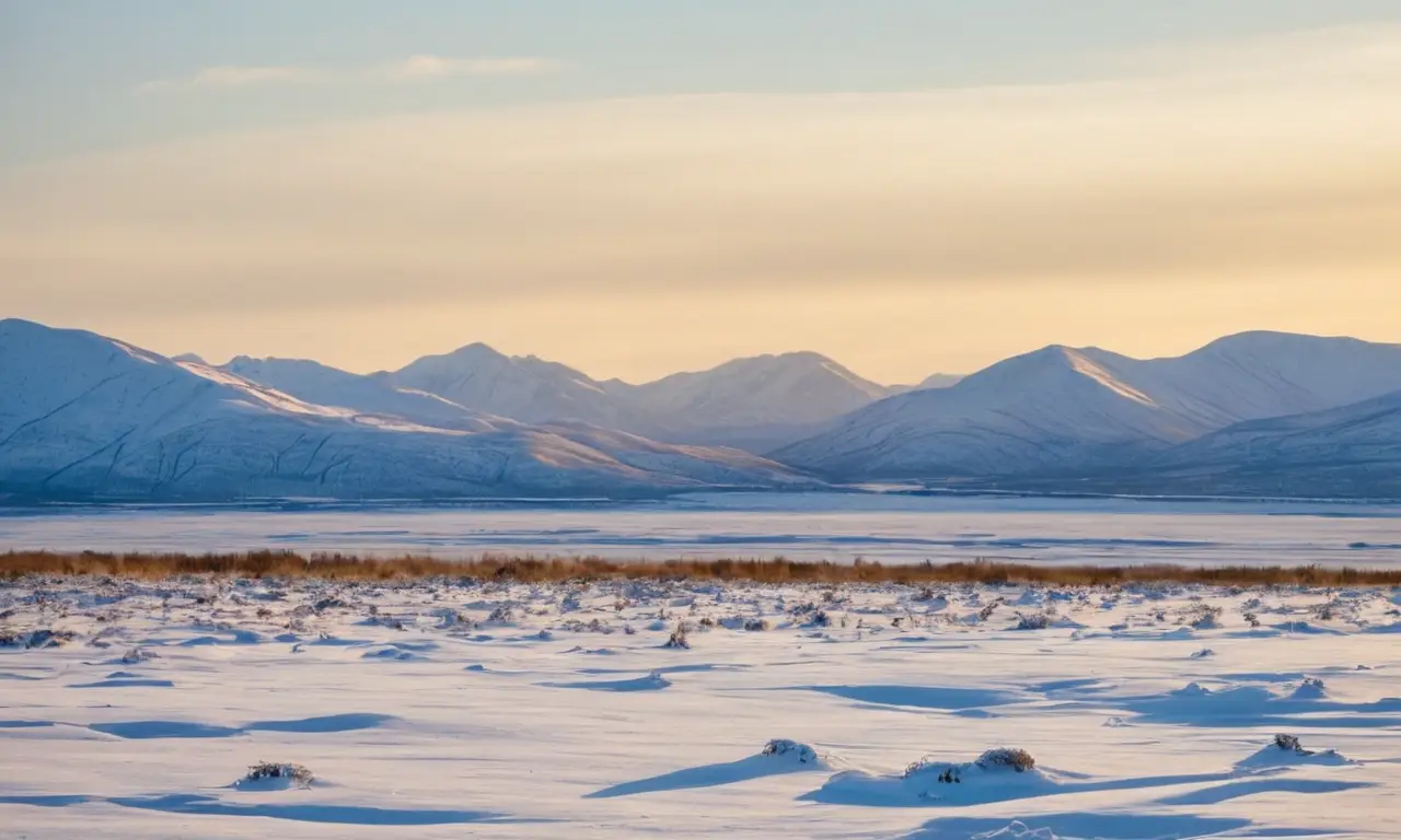 Paisaje helado con un oso polar solitario