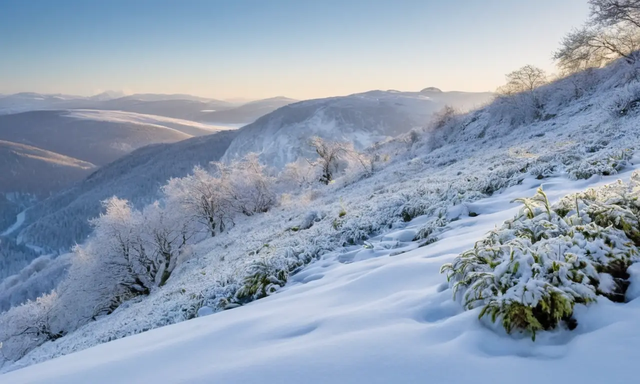 Paisaje invernal con nieve y tranquilidad