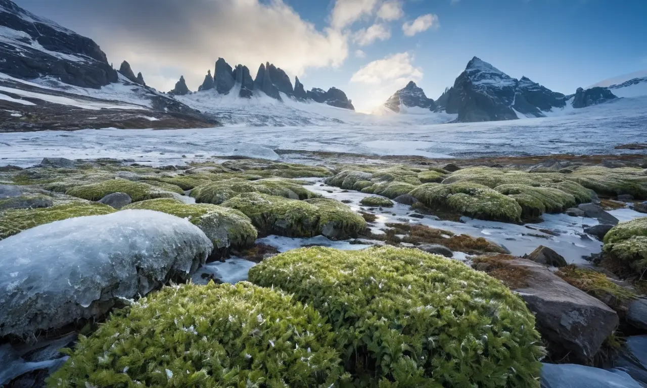 Paisaje helado con contrastes y serenidad