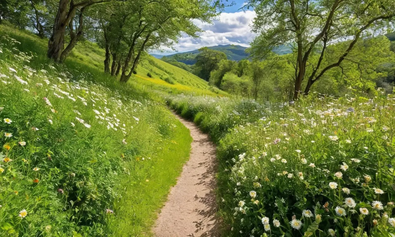 Hermoso paisaje sereno con flora y fauna