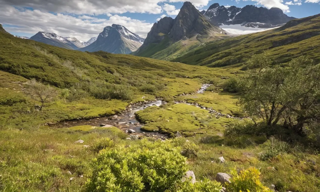 Majestuosos picos montañosos reflejan naturaleza vibrante