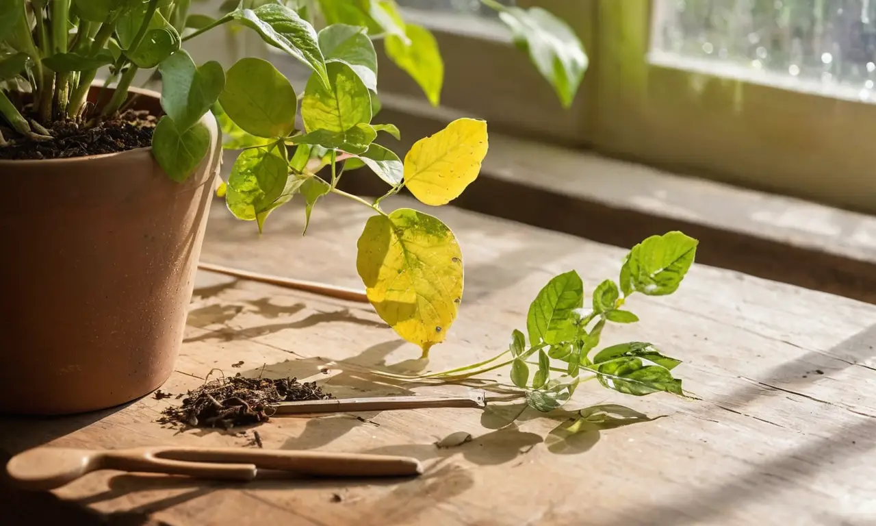 Planta vibrante en maceta con detalles visuales