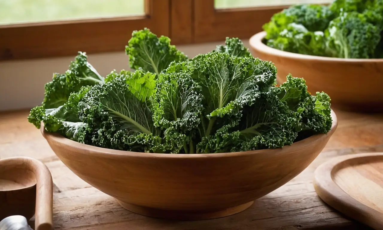 Kale y repollo fresco en un ambiente acogedor
