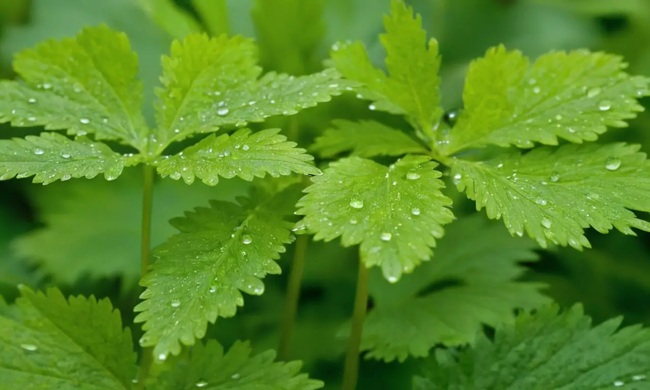 Hojas verdes brillantes en un jardín sereno