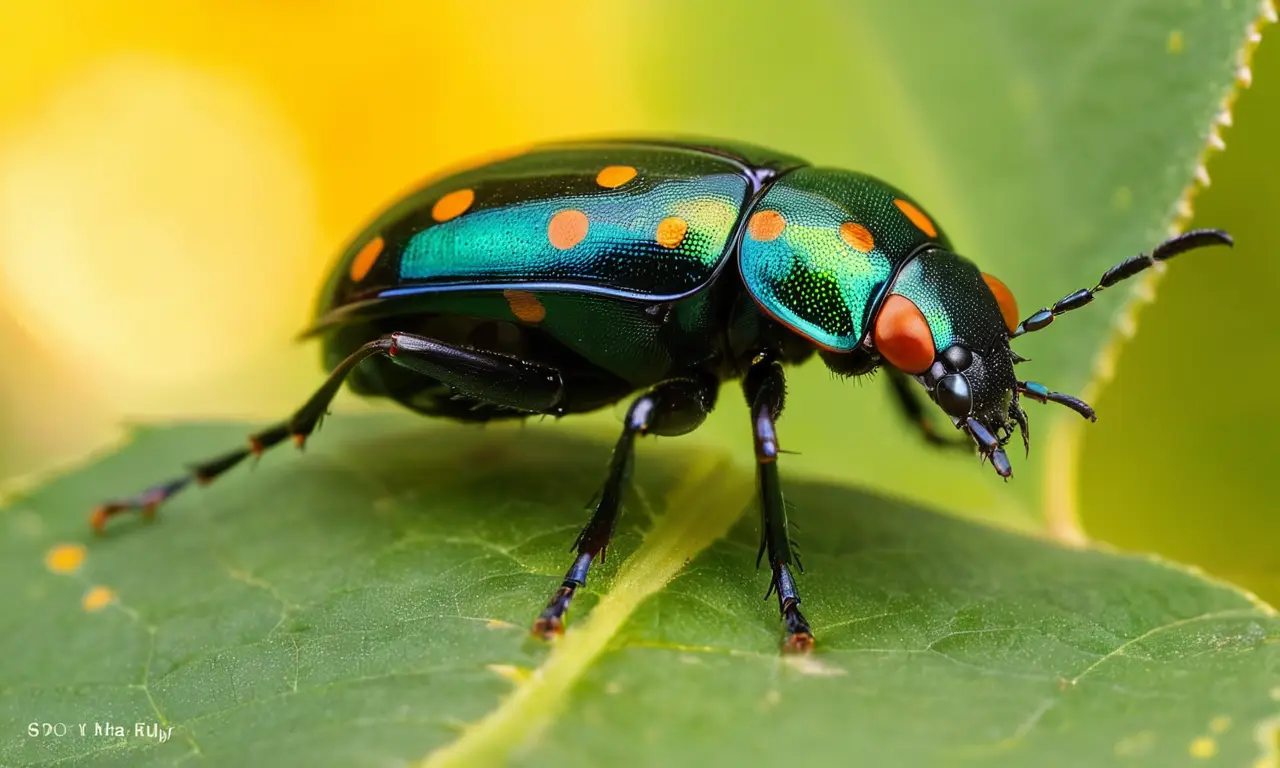 Escarabajos brillantes en un entorno natural