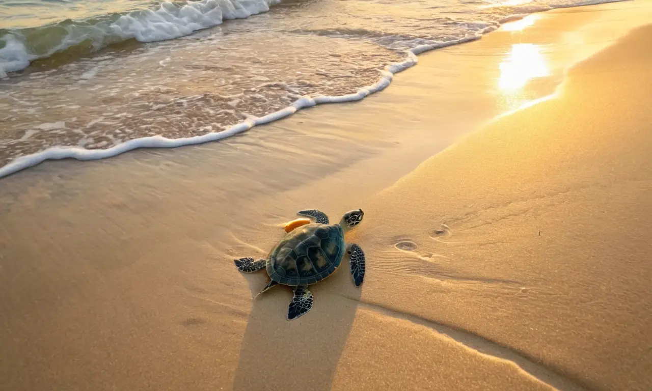 Escena tranquila de mar y tortugas